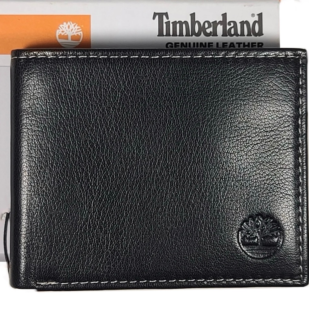 Timberland Men's Bifold Black Genuine Leather Passcase Wallet D10218/08 NWT